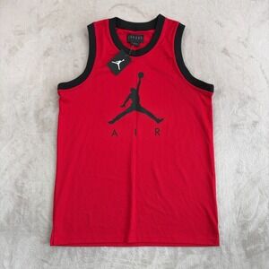 Nike Air Jordan Jumpman AIR MESH JERSEY Men Medium Red Black Center Logo NWT